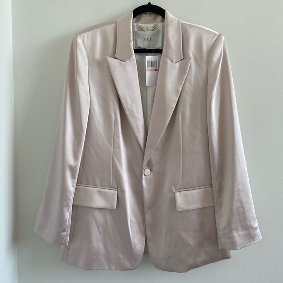 A.L.C Bishop II Satin Blazer In Pink Tint Size 10 New With Tag - Picture 3 of 12